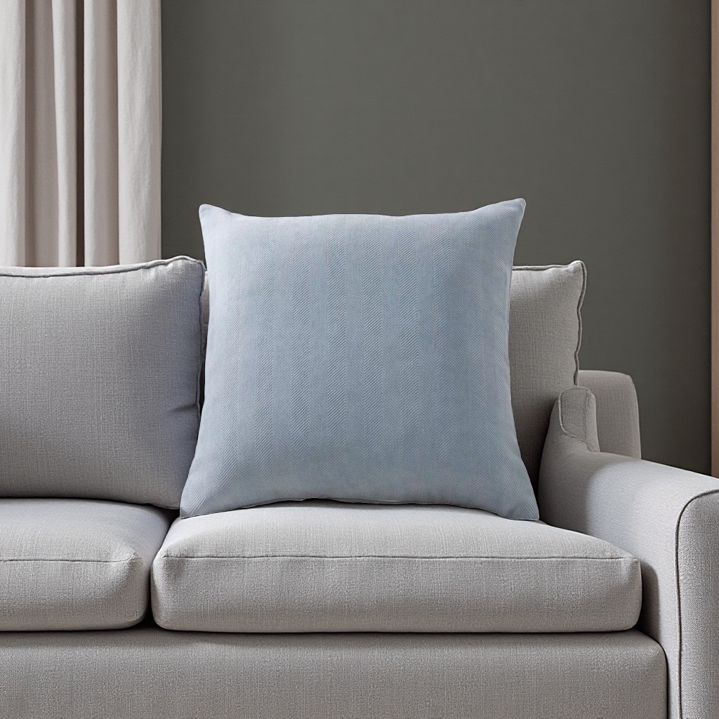 The 2026 new fashionable light blue herringbone patterned throw pillow is a simple and comfortable cushion for home decoration
