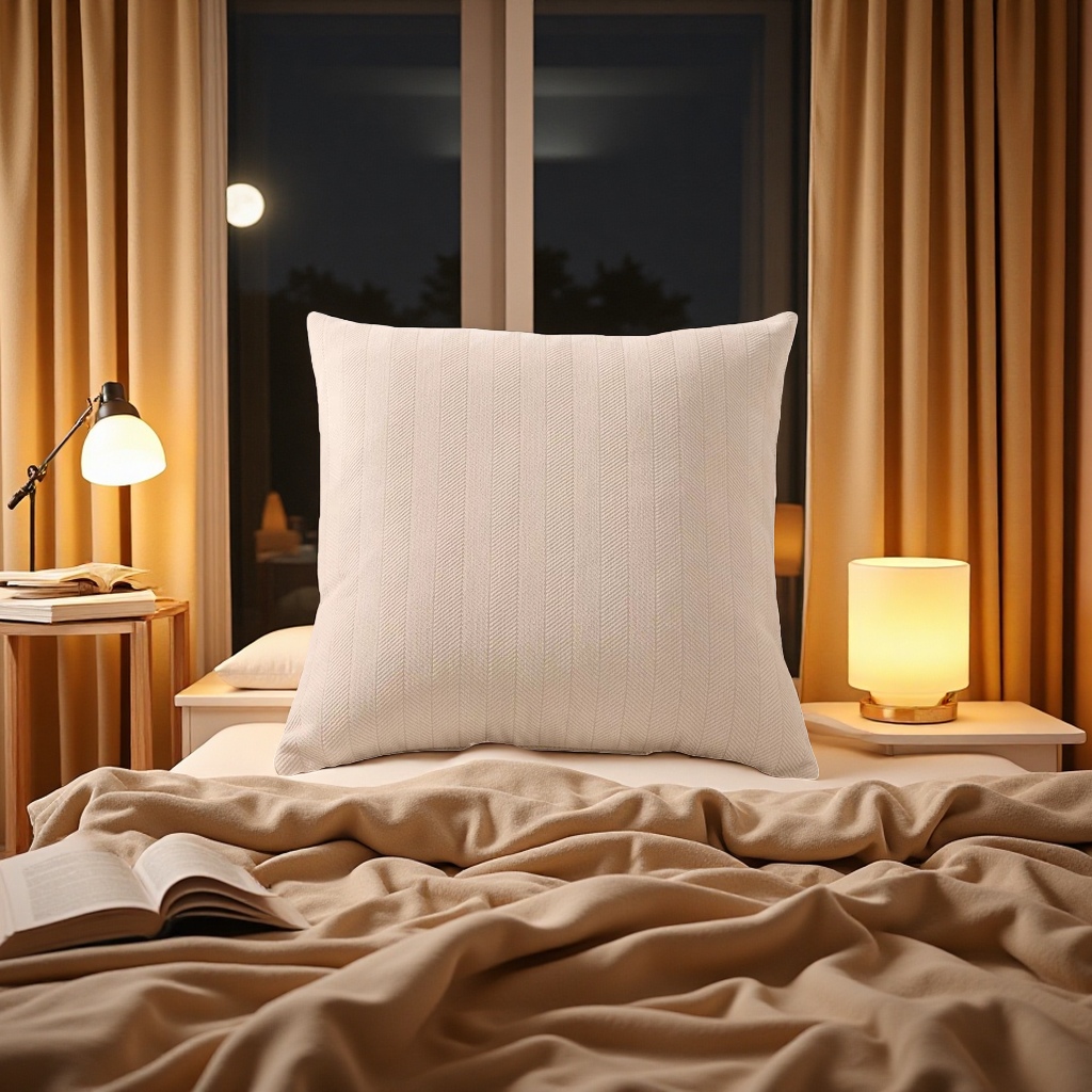 2026 Low-key luxury beige striped throw pillow, comfortable, breathable, soft and soft home decoration cushion, comfortable throw pillow