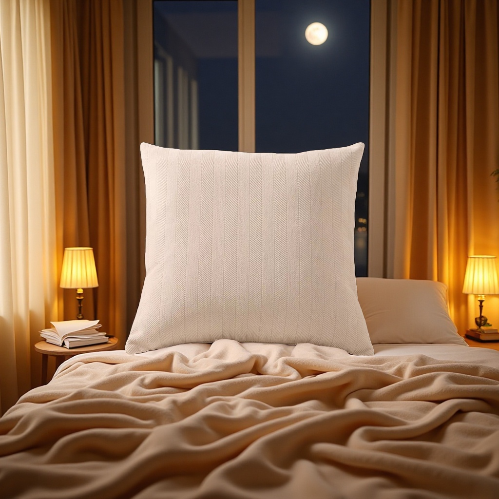 2026 Low-key luxury beige striped throw pillow, comfortable, breathable, soft and soft home decoration cushion, comfortable throw pillow details Picture
