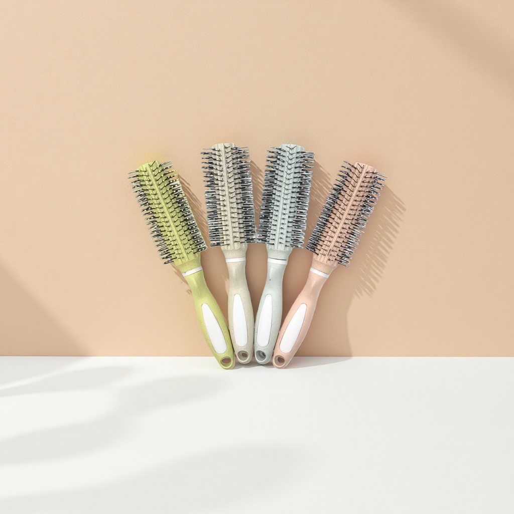 Four sets of hair styling tools for curling hair combs in different colors