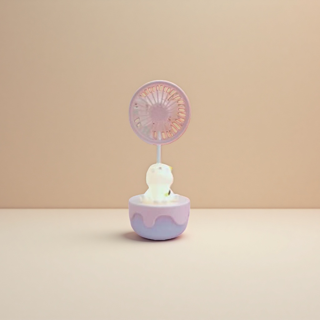 可爱小鸭造型桌面风扇灯暖黄光静音节能护眼