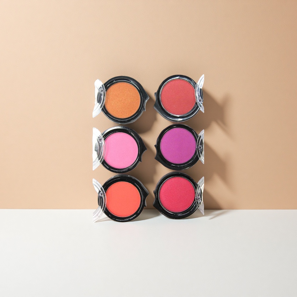 The colorful blush palette features six different shades of blush products
