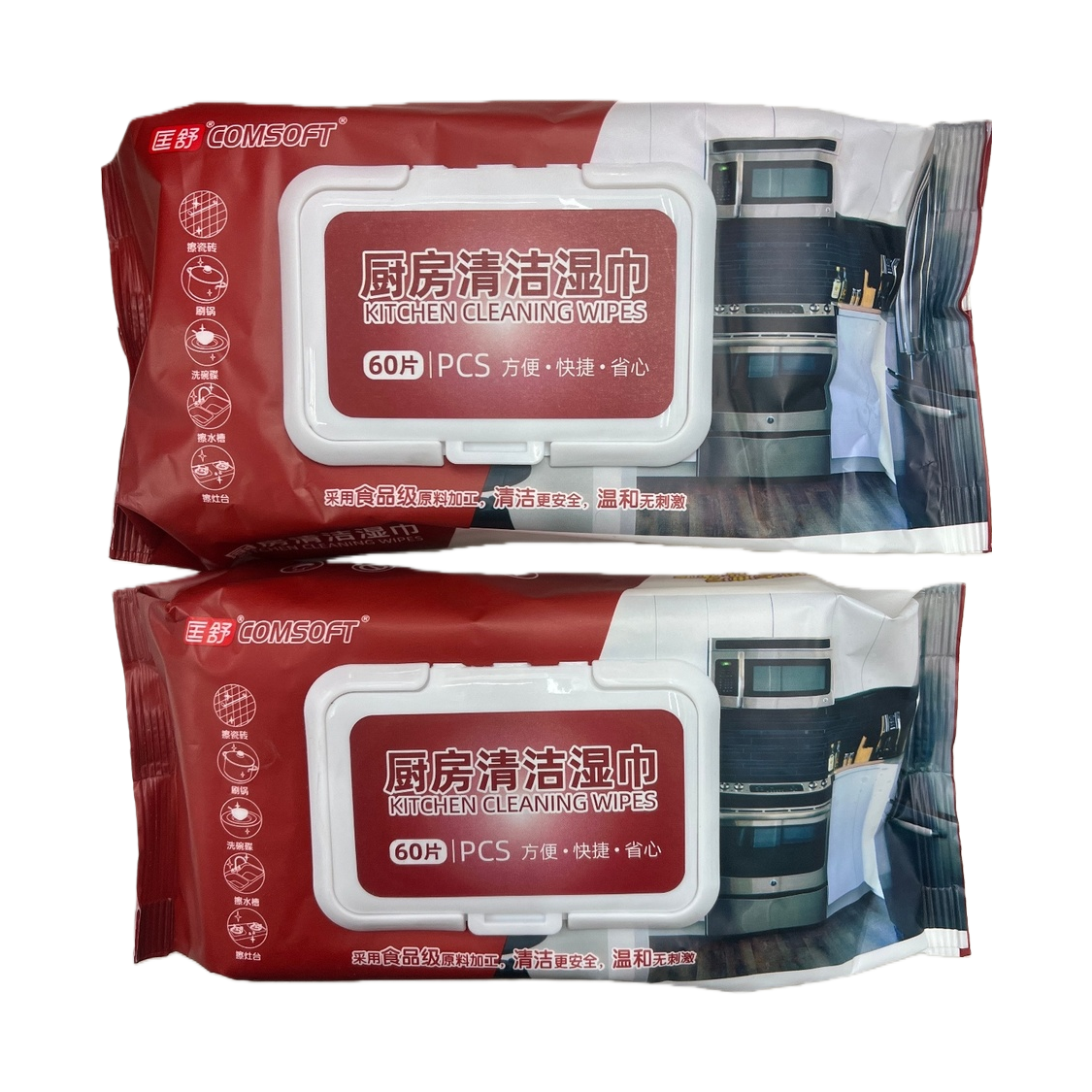 厨房清洁湿巾白底实物图