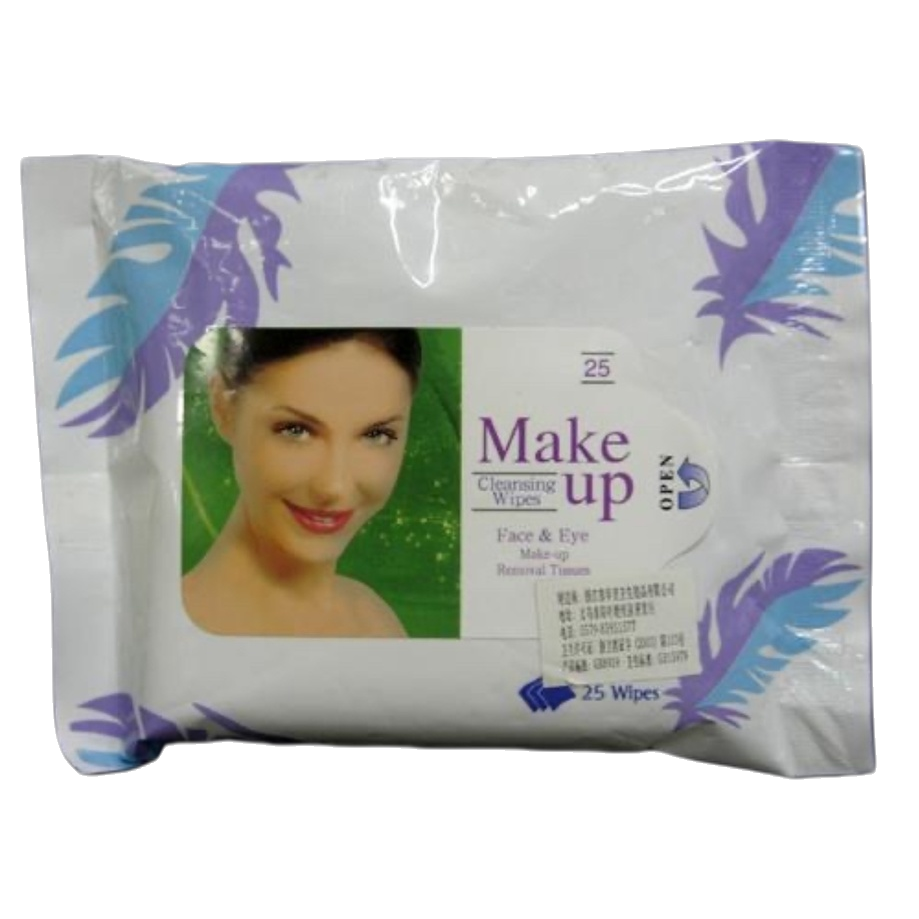 化妆棉片+Make up Cleansing Wipes包装袋白底实物图