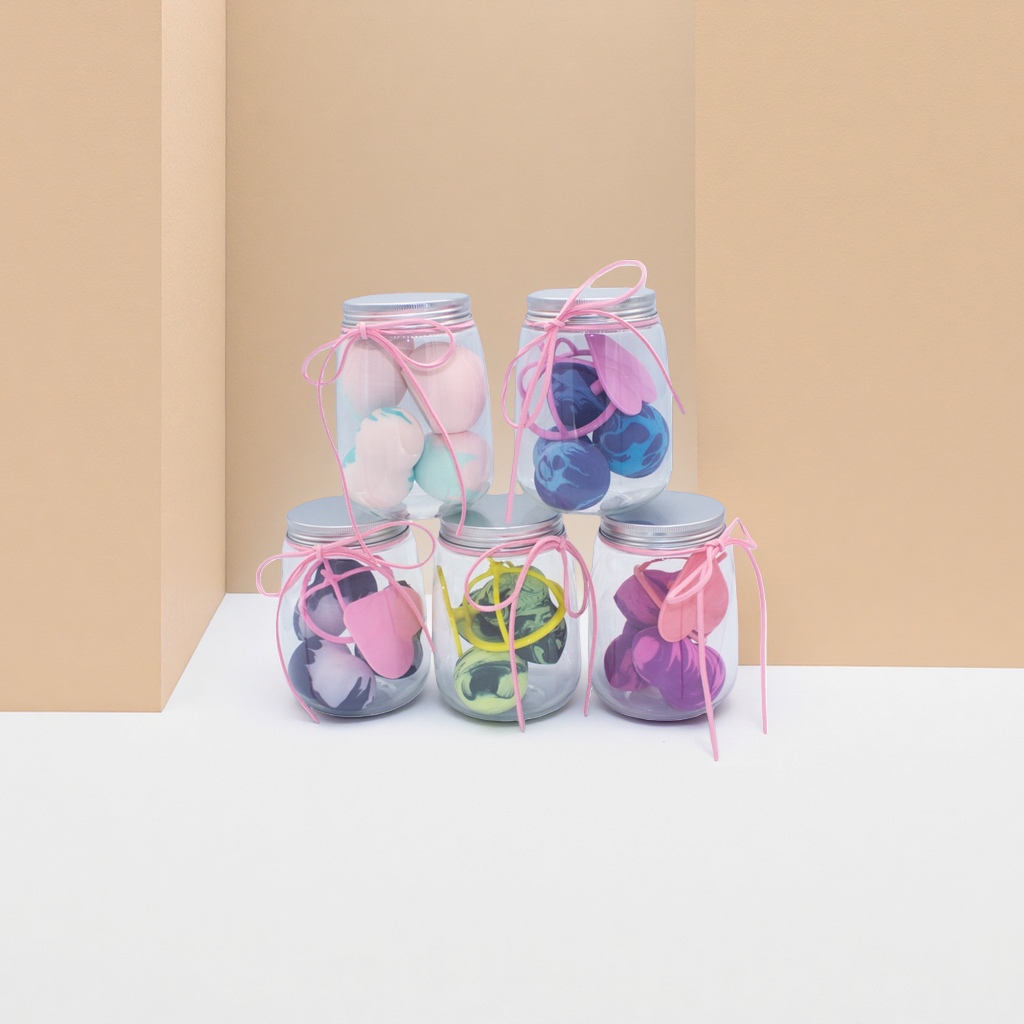 Colorful silicone rubber balls, glass jars, storage jars, creative decorative items