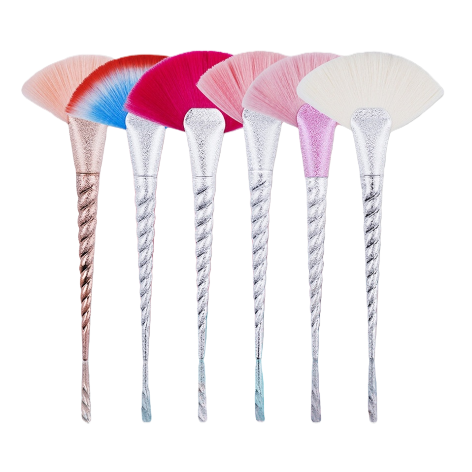 Colorful fan-shaped makeup brush set, professional beauty tools, exquisite brush heads, soft and fluffy, multi-functional makeup brushes Item Picture