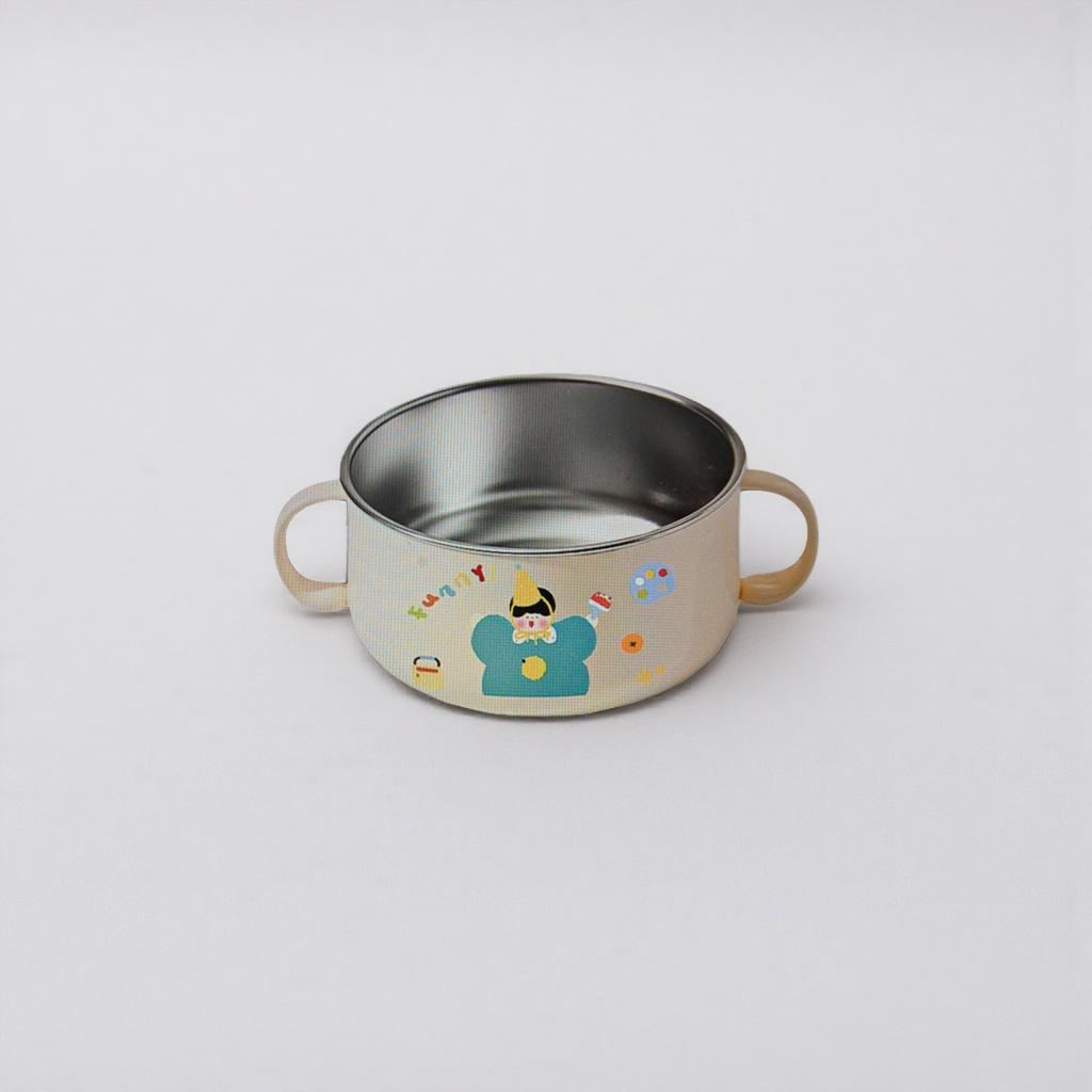 Cartoon-patterned stainless steel children's dinner bowls are shockproof, durable, portable for outdoor use and have a cute design details Picture