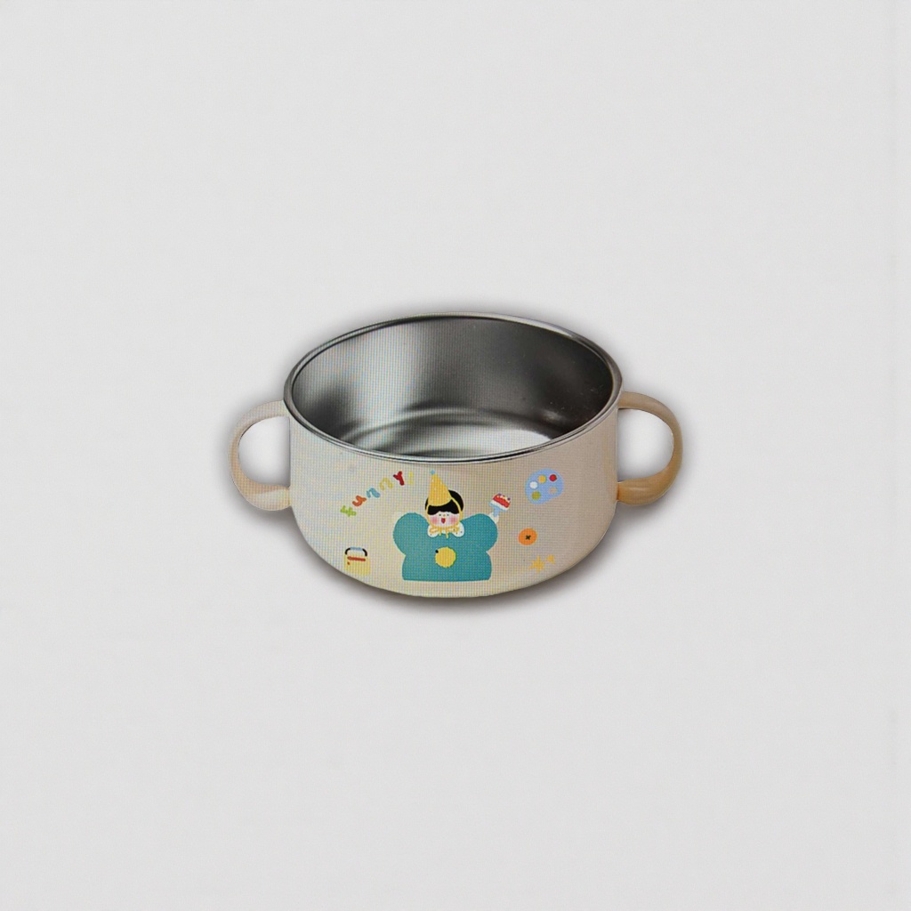 Cartoon-patterned stainless steel children's dinner bowls are shockproof, durable, portable for outdoor use and have a cute design Application Scenario
