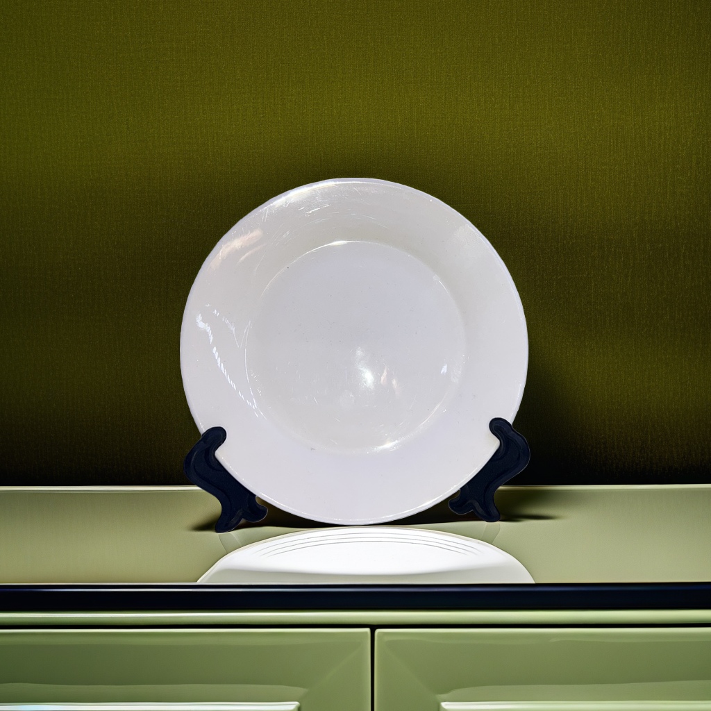 White plate, simple ceramic dinner plate, household rice plate, 8-inch white plate with heat transfer printing details Picture