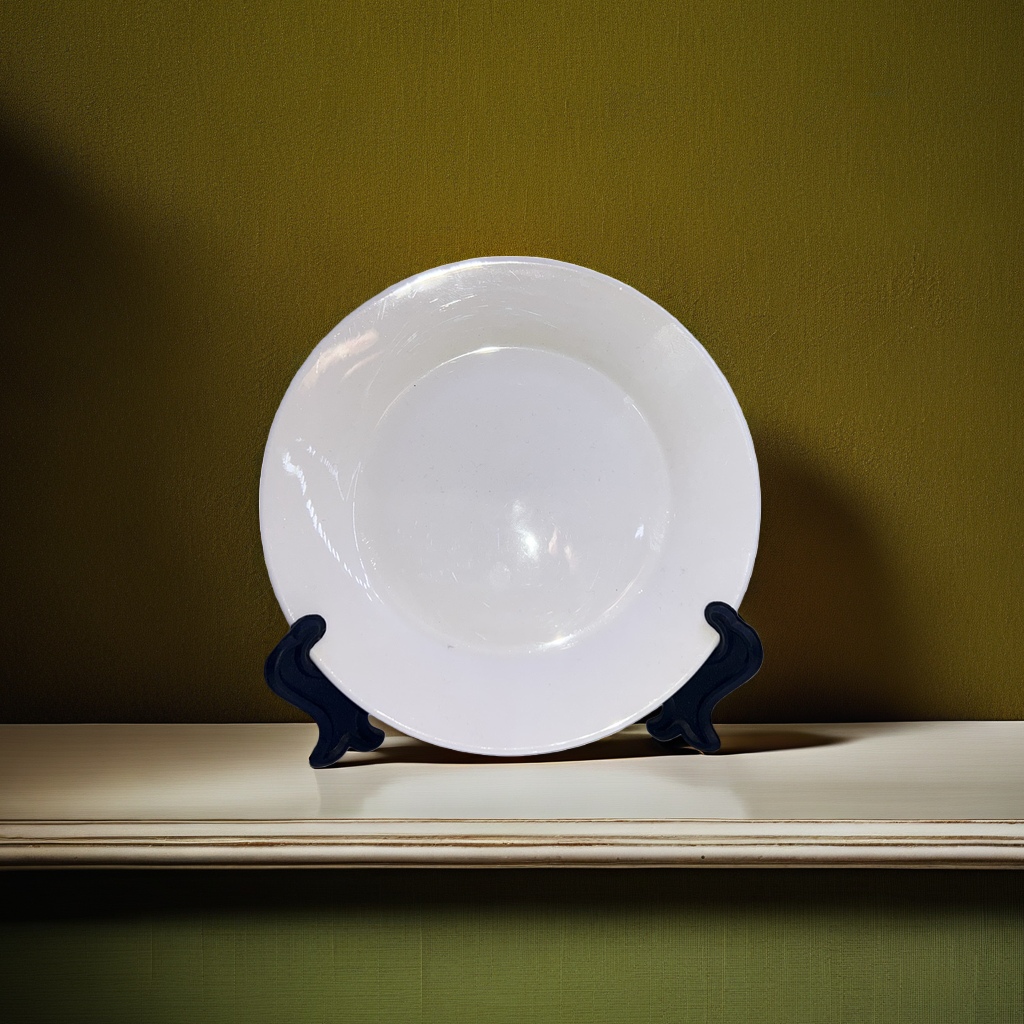 White plate, simple ceramic dinner plate, household rice plate, 8-inch white plate with heat transfer printing Application Scenario