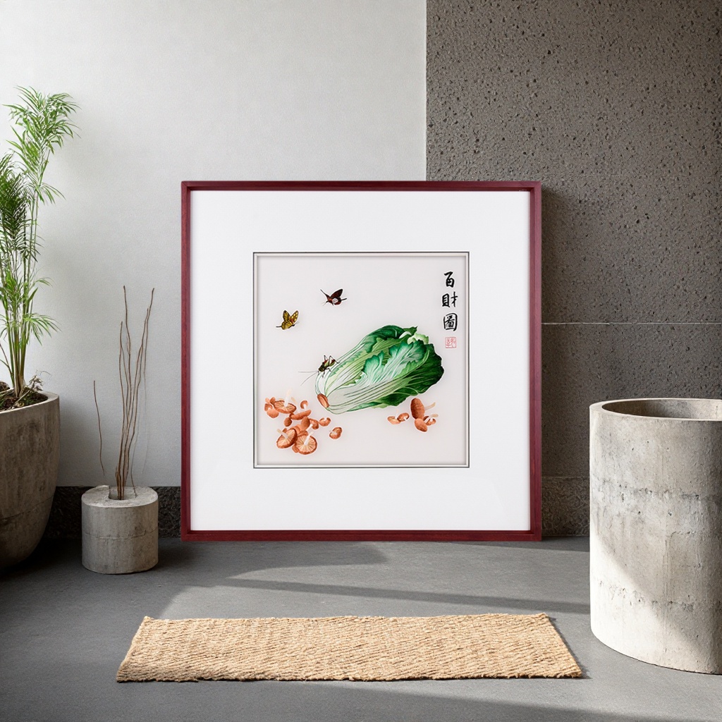 中国画白菜与蝴蝶水墨画装饰画客厅挂画