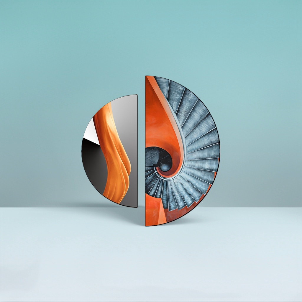 Abstract art spiral staircase orange curve combination pattern decorative painting details Picture