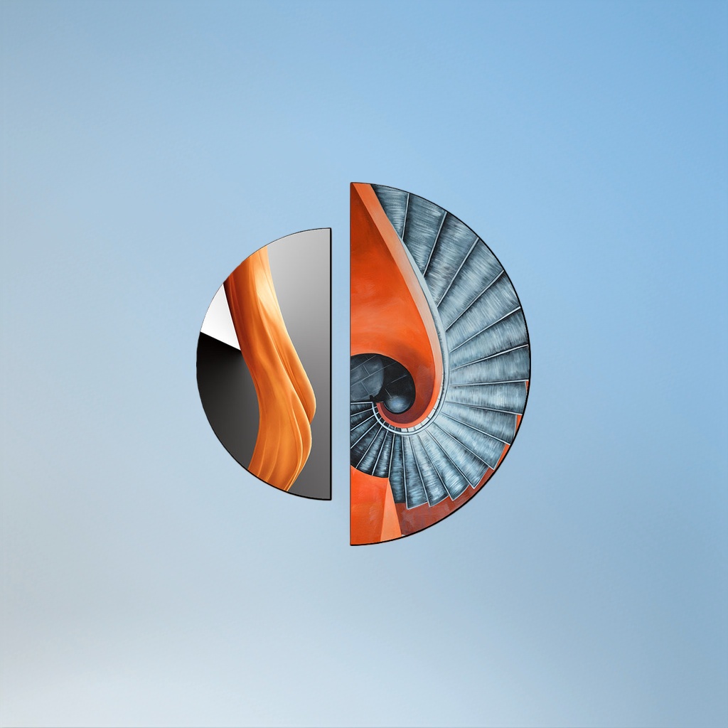 Abstract art spiral staircase orange curve combination pattern decorative painting Specification image