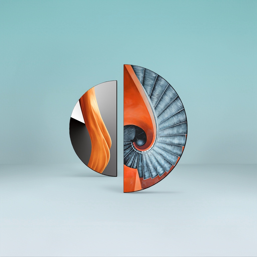 Abstract art spiral staircase orange curve combination pattern decorative painting