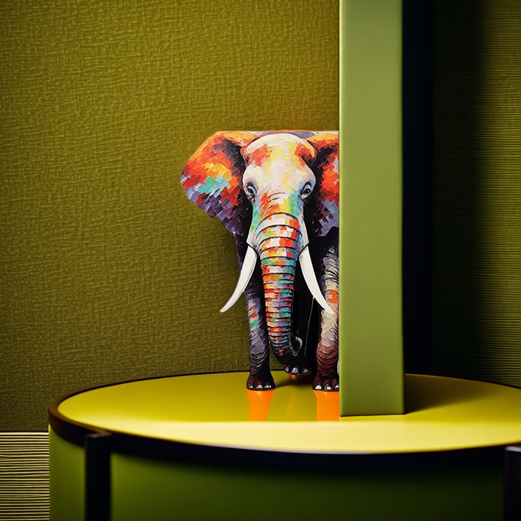 Colorful abstract painting, elephant art decorative painting, living room and bedroom hanging painting, simple style Application Scenario