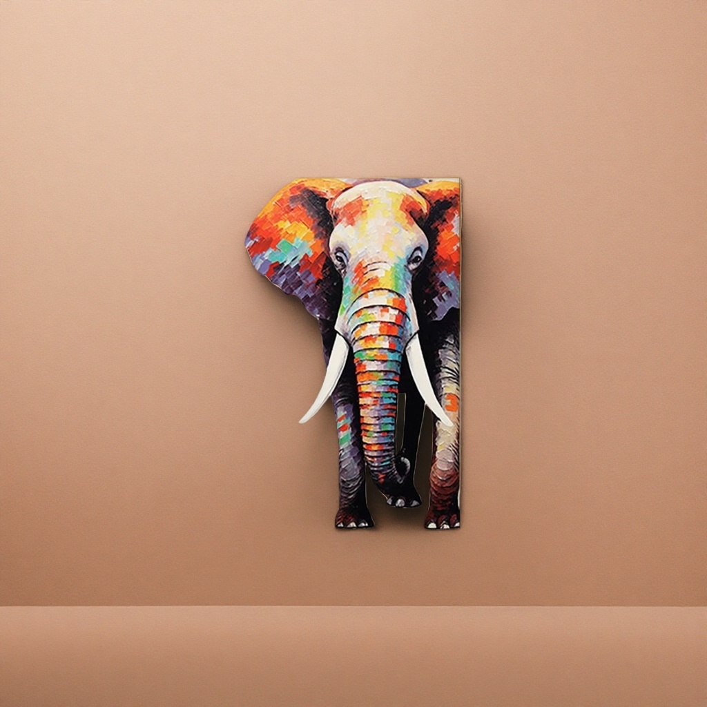 Colorful abstract painting, elephant art decorative painting, living room and bedroom hanging painting, simple style Specification image