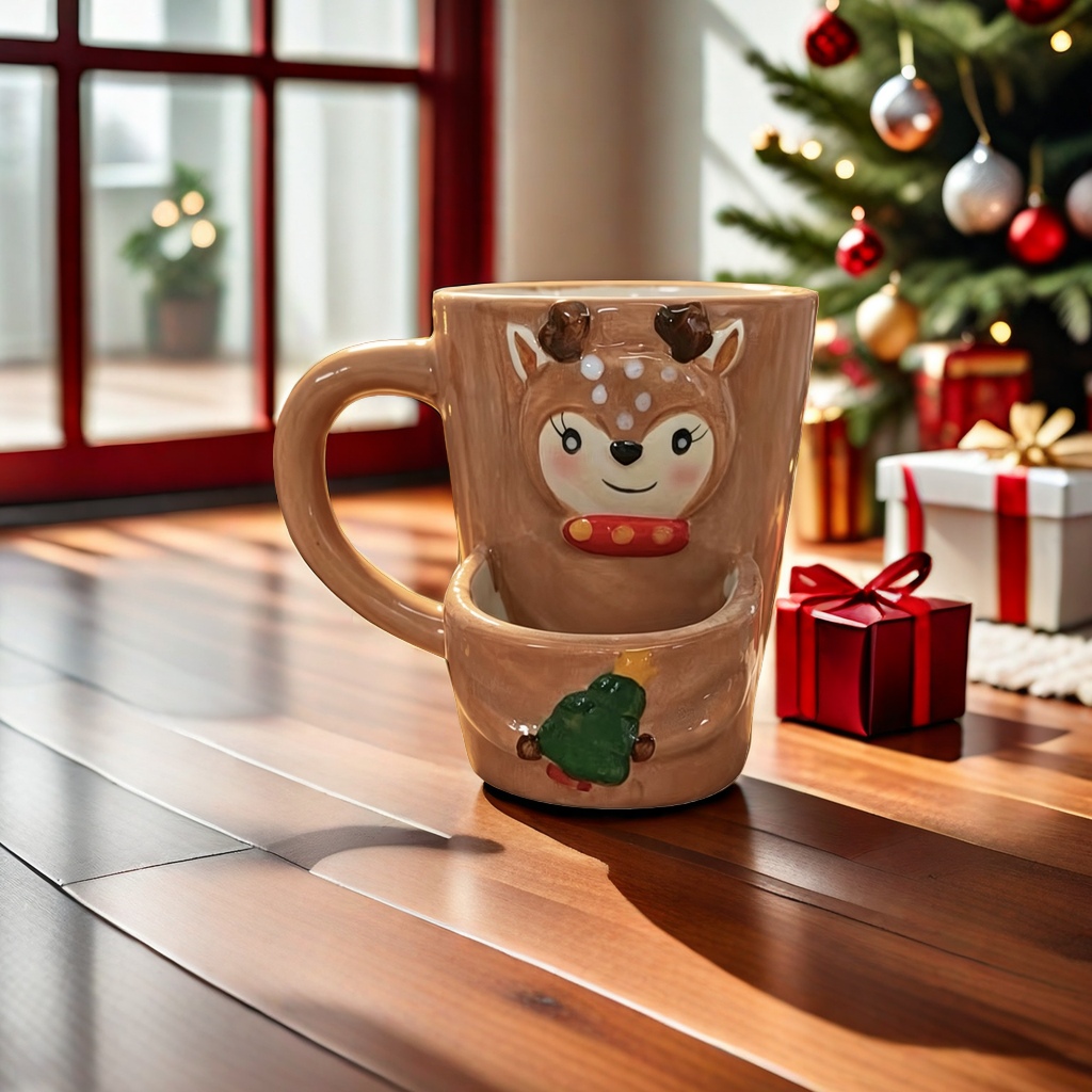 Christmas-themed ceramic deer head mugs, warm gifts for home coffee cups, mugs, ceramic cups, mugs, ceramic cups details Picture
