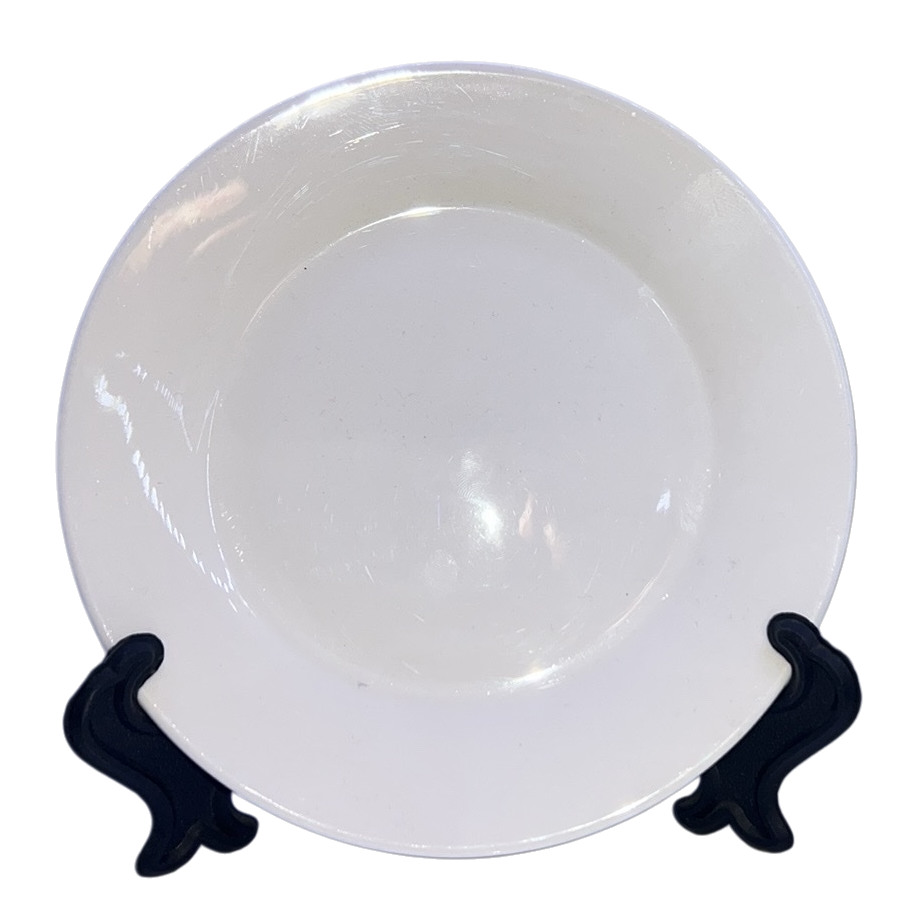 White plate, simple ceramic dinner plate, household rice plate, 8-inch white plate with heat transfer printing Item Picture