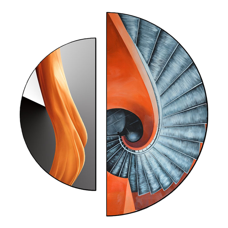 Abstract art spiral staircase orange curve combination pattern decorative painting Item Picture