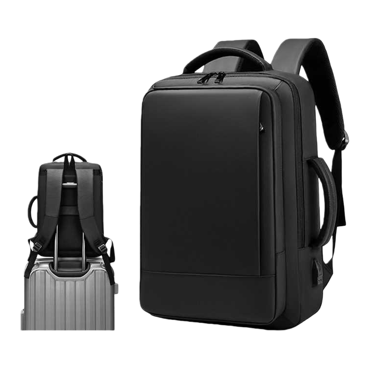 Black backpack with large capacity for casual student commuting, water-repellent and wear-resistant Item Picture