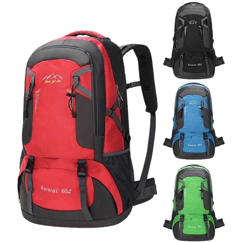 Red outdoor hiking backpack, large-capacity rainproof and wear-resistant travel bag Item Picture