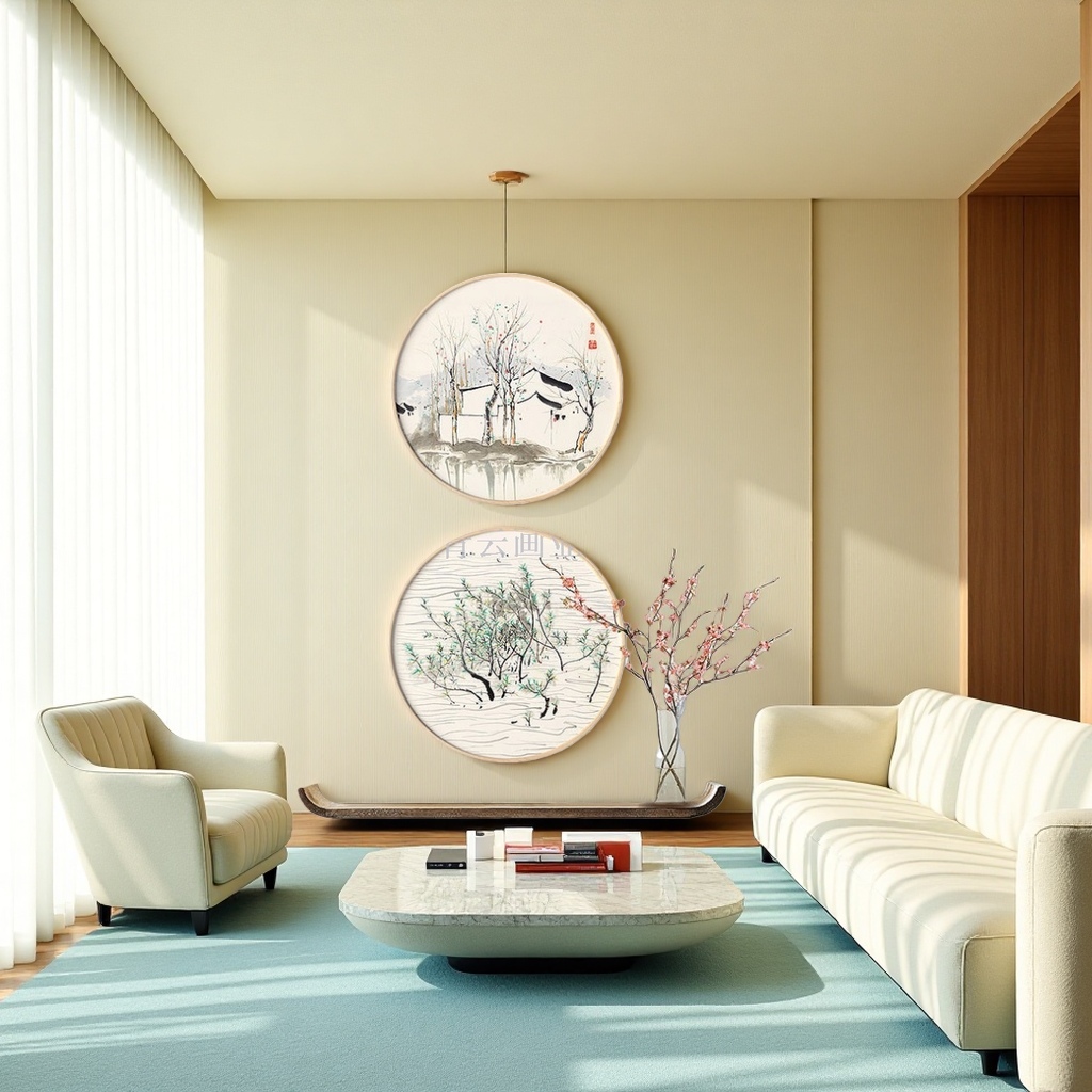 玄关壁画客厅沙发背景圆形装饰画简约挂画客厅卧室装饰画艺术画框挂画
