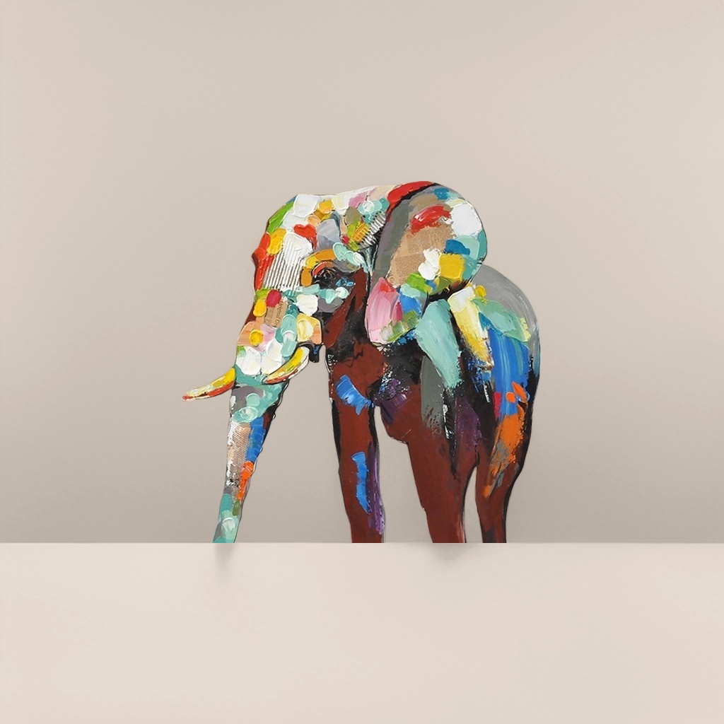 Colorful abstract paintings, elephant decorative paintings, living room art paintings, wall hangings, simple style details Picture