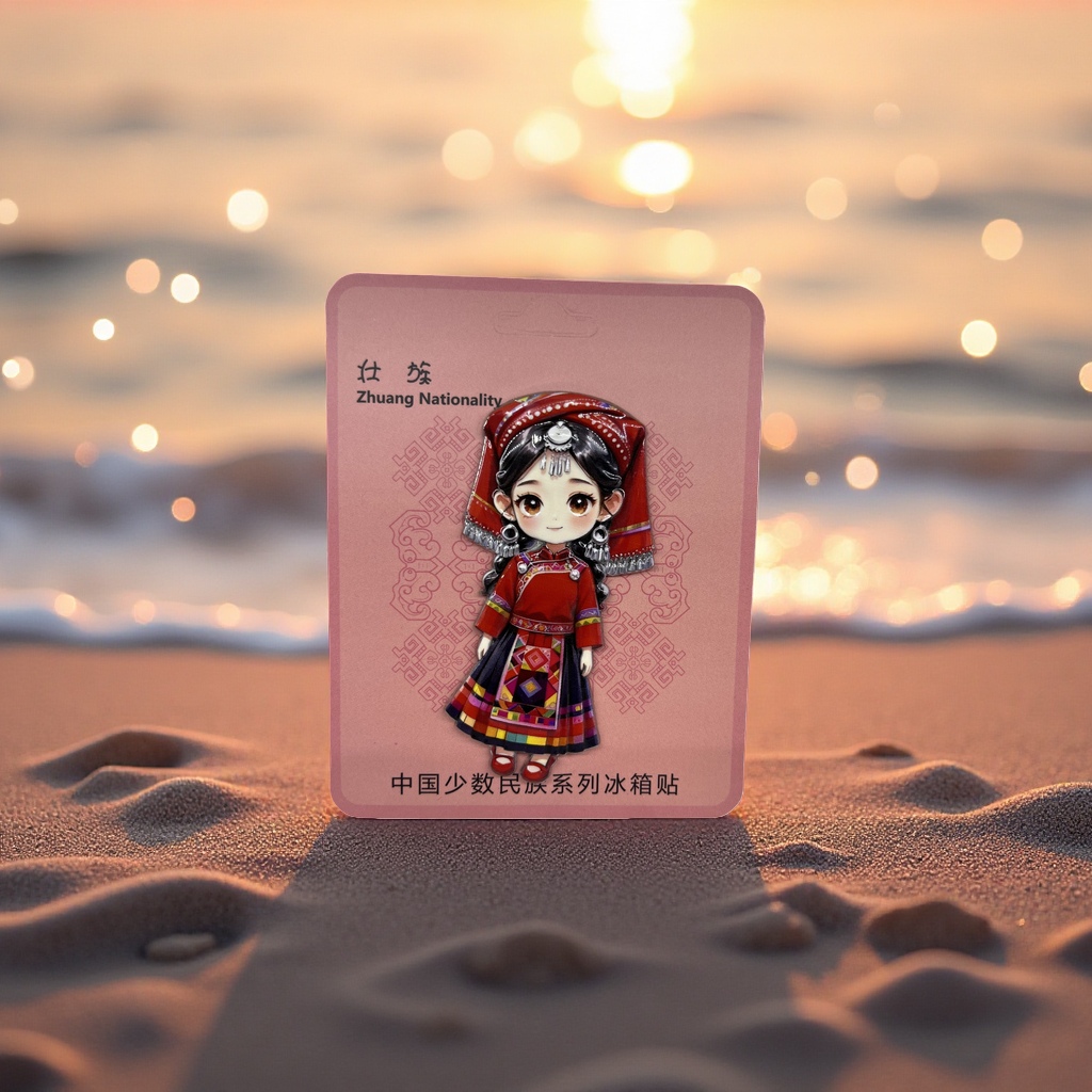 中国少数民族系列壮族女孩卡通冰箱贴