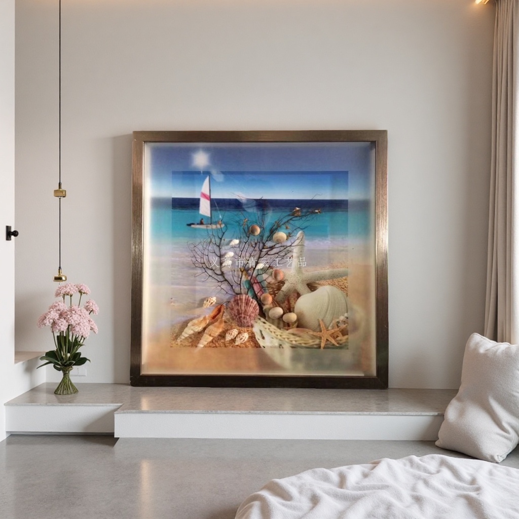 抽象海树贝壳画海洋主题装饰画客厅卧室墙面挂画艺术画家居装饰画海洋系立体装饰画