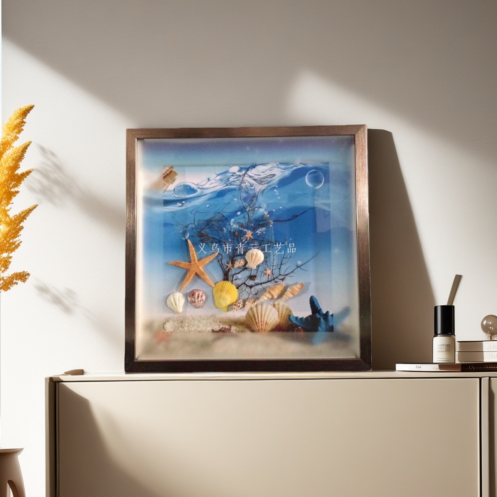 抽象海树贝壳画海洋主题装饰画 海洋风景客厅卧室挂画 室内装饰画 30x40cm103548938海洋系立体装饰画