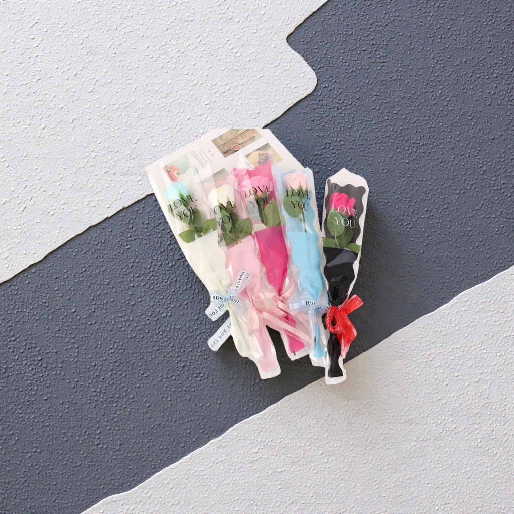 Creative gift soap flower without base, soap flower with flower head, single bottle, opp bag packaging, soap handicraft, excellent gift, rose artificial flower Specification image