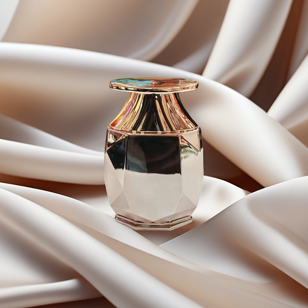 A simple home decoration item with a rose gold geometric shape vase