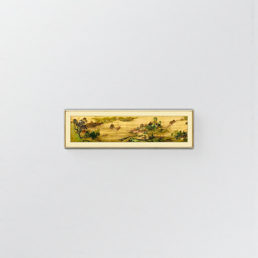中国画山水楼阁图水墨画装饰画客厅挂画