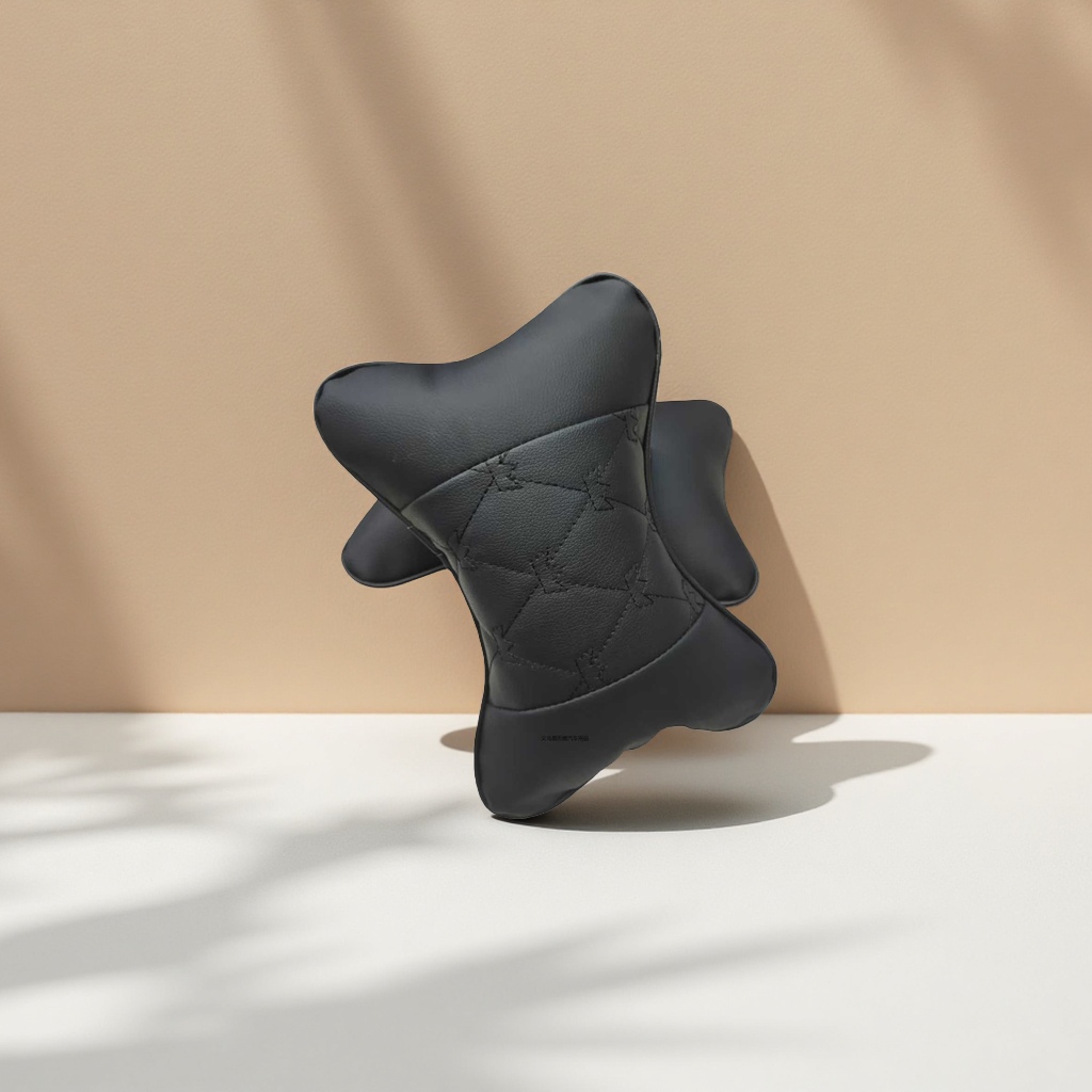 Black leather car headrest, breathable, comfortable, pressure-relieving and neck-protecting driving seat accessories
