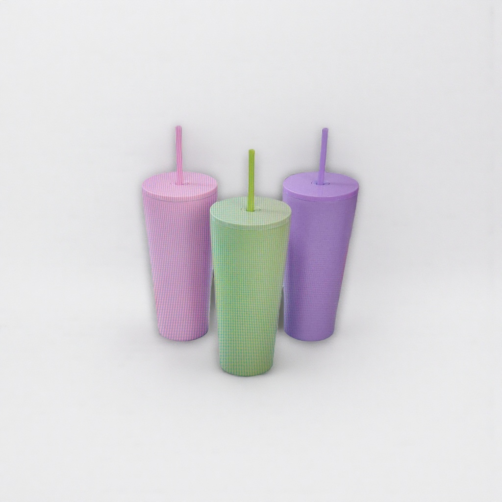 Colorful straw cup, portable leak-proof children's drink cup, with colorful design and cute lid