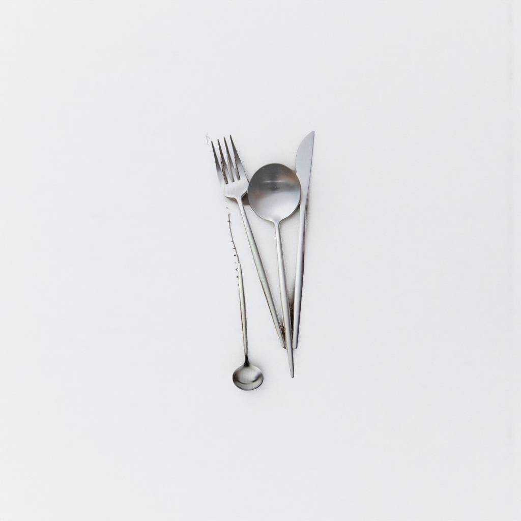 Three-piece stainless steel tableware set for home use, including knife, fork and spoon combination details Picture