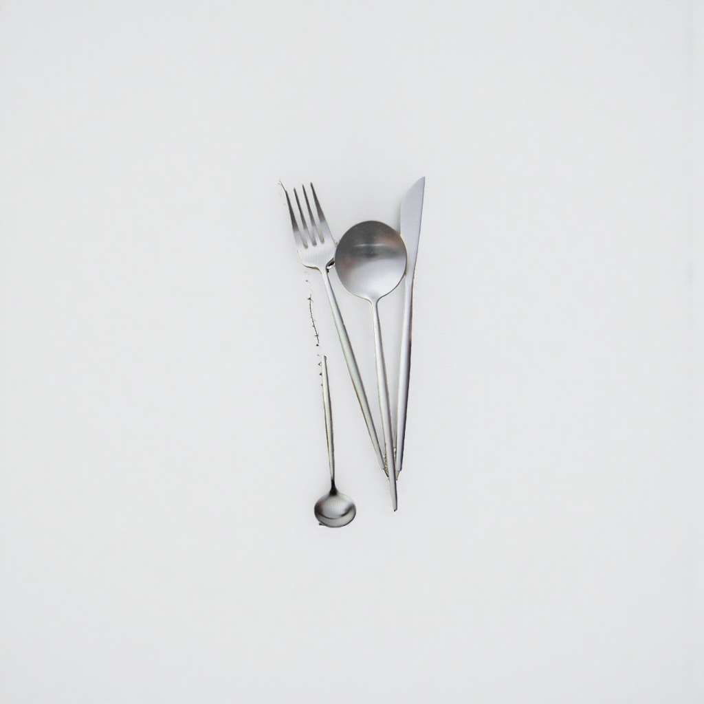 Three-piece stainless steel tableware set for home use, including knife, fork and spoon combination Specification image