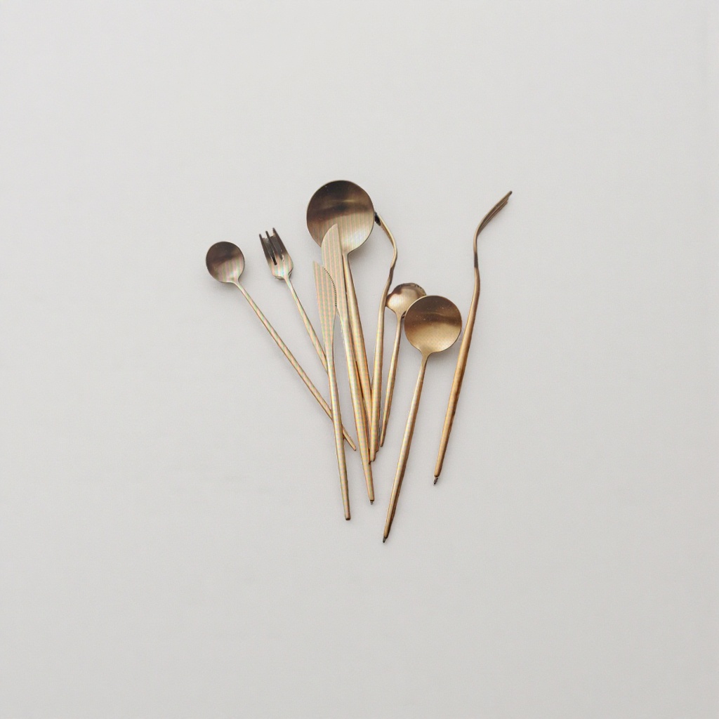 Set de cubiertos de oro cuchara tenedor cortador hogar utensilios de cocina combo caja de regalo Specification image