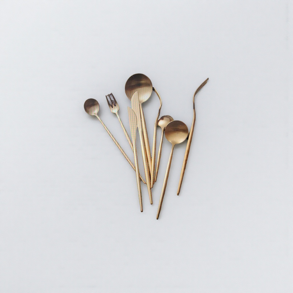 Set de cubiertos de oro cuchara tenedor cortador hogar utensilios de cocina combo caja de regalo