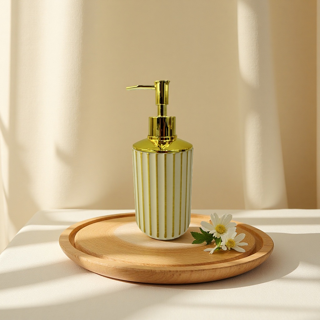 Golden striped soap dispenser, press-type kitchen and bathroom hand sanitizer dispenser