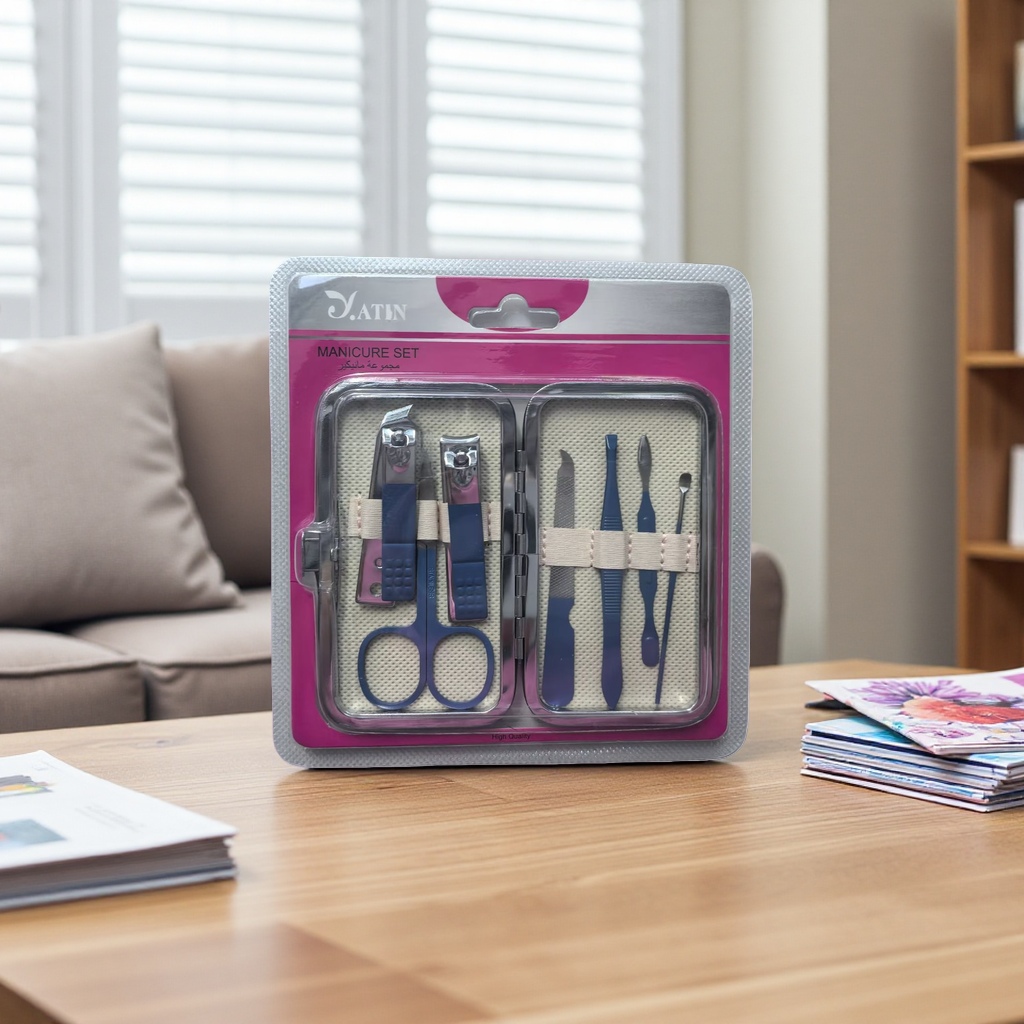 A complete set of nail art tools, including professional nail clippers, trimming knives, polishing strips and cleaning brushes details Picture