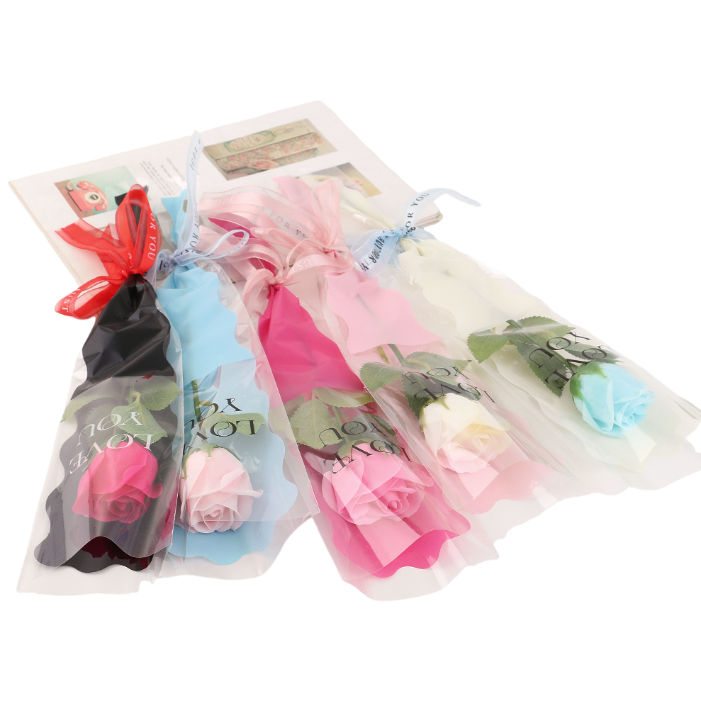 Creative gift soap flower without base, soap flower with flower head, single bottle, opp bag packaging, soap handicraft, excellent gift, rose artificial flower Item Picture