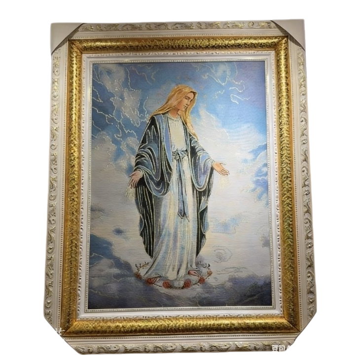 圣母玛利亚宗教画作装饰画艺术收藏品白底实物图