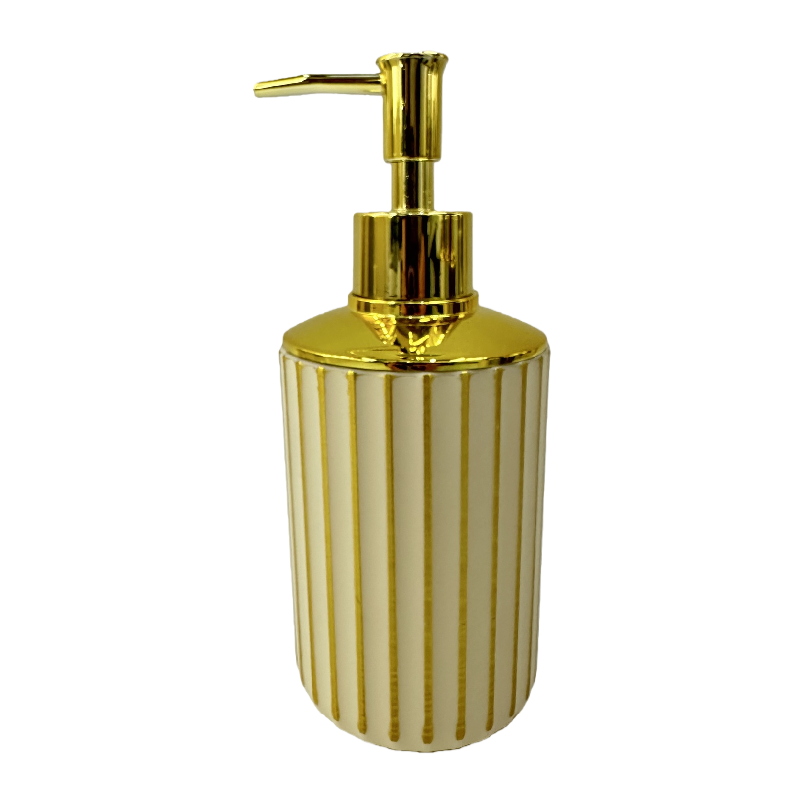 Golden striped soap dispenser, press-type kitchen and bathroom hand sanitizer dispenser Item Picture
