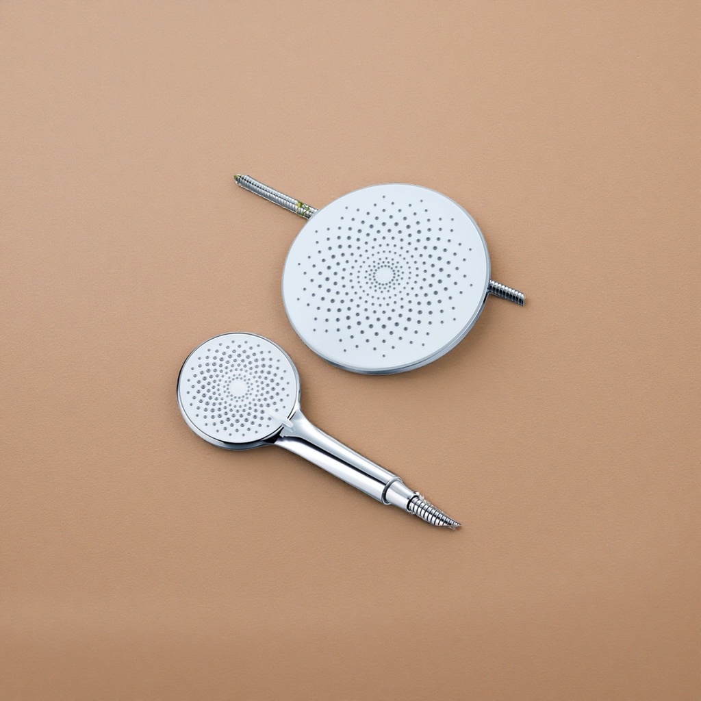 Five-speed adjustable silver showerhead with 9-inch silver top spray set Specification image