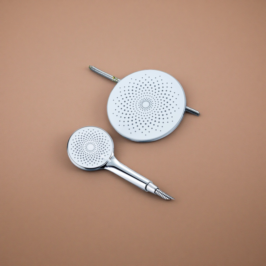 Five-speed adjustable silver showerhead with 9-inch silver top spray set details Picture