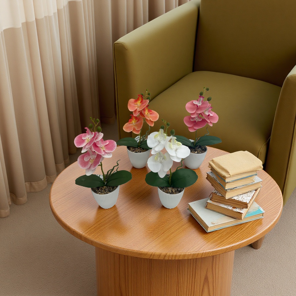 Artificial orchid potted plants for indoor decoration, artificial flowers and green plant ornaments, beautification of living rooms, bedrooms and balconies Specification image