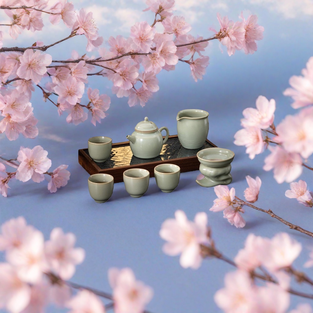 Honey-colored porcelain tea set, underglaze hand-fired Gongfu tea set gift box Application Scenario