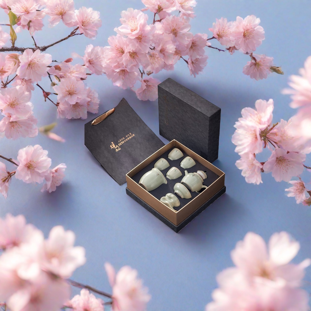 Honey-colored porcelain tea set, underglaze hand-fired Gongfu tea set gift box