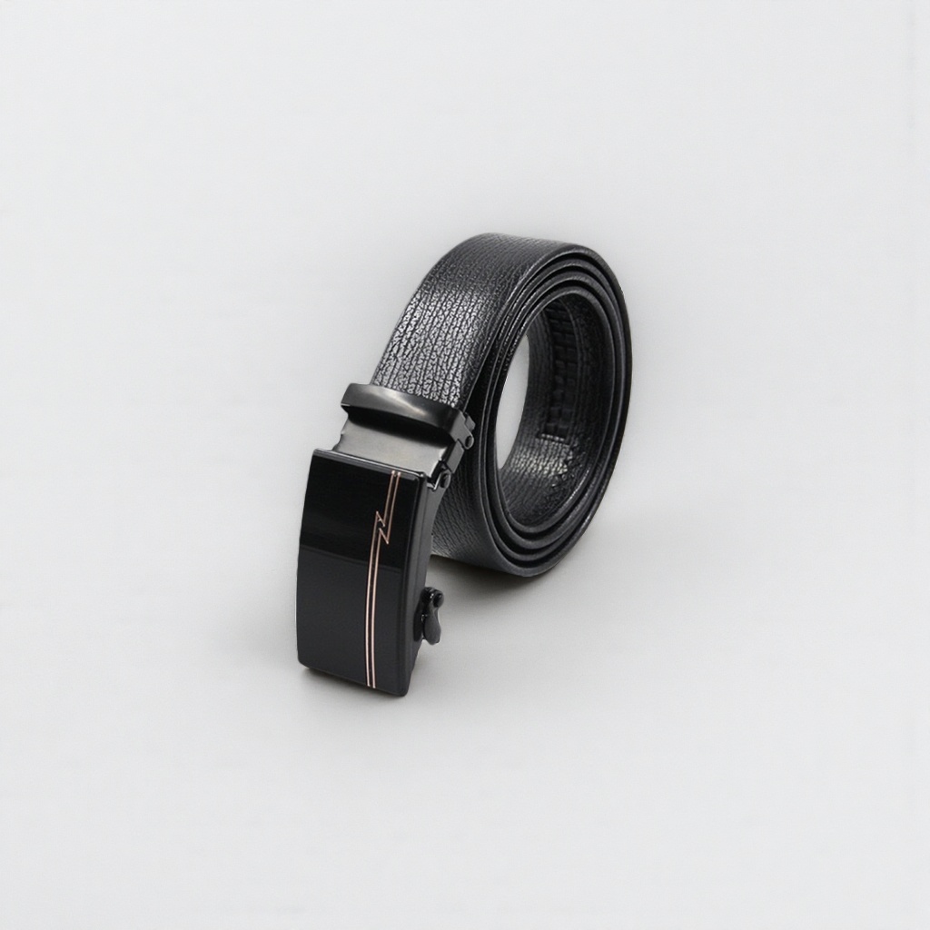 Black leather belt men's business casual belt, 3.5cm wide adjustable